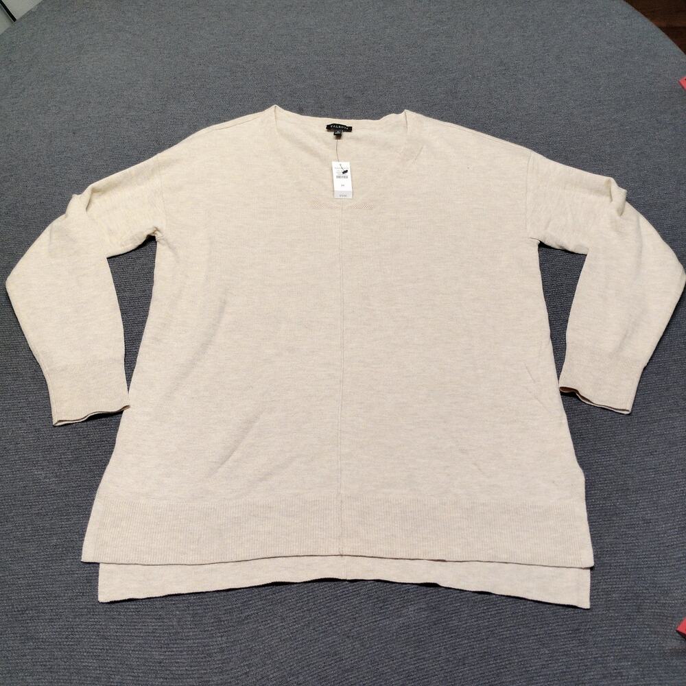 Style & Co Talbots Women's High-Low Oversized V-Neck Ribbed Tunic Top Size M